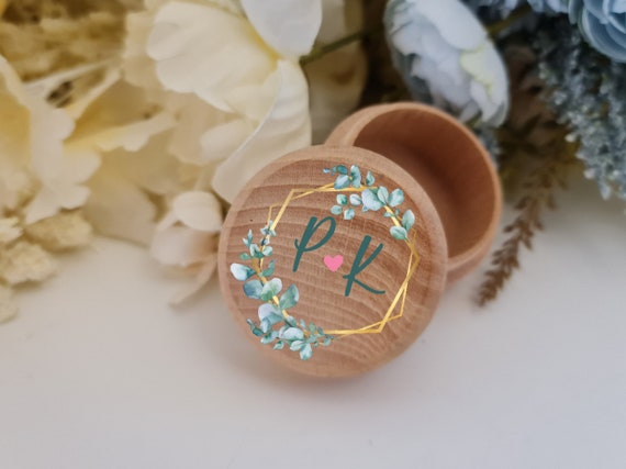 Scatola per anello di proposta in legno con personalizzazione, scatola per anello di fidanzamento con incisione e nome, scatola per anello di nozze, regalo di anniversario, scatola per anello - Italia