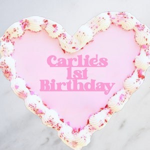 Custom Flat Cake topper| Acrylic Cake Topper | Retro Heart Cake Topper | Flat Cake | Cake topper | Is One | Birthday | Wedding | Engagement