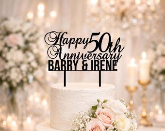 Custom 50th Anniversary Cake Topper | Modern Wedding Cake Topper | Anniversary Cake Topper | Name Cake Topper | Engagement Cake Topper |