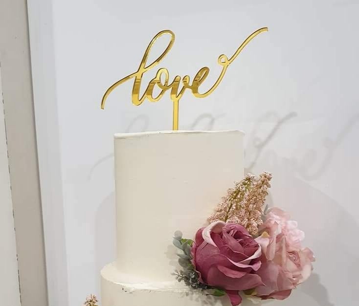 Gold Love Wedding Cake Topper