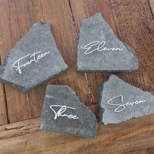 Travertine Stone Table Number Wording | Table Number Wording only | Wedding Stone Table Numbers | Wedding Decor | Well Wishes | Personalised