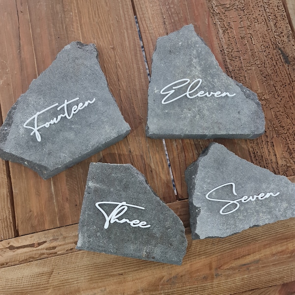 Travertine Stone Table Number Wording | Table Number Wording only | Wedding Stone Table Numbers | Wedding Decor | Well Wishes | Personalised