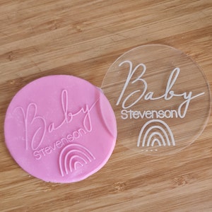 Baby Name Cookie Stamp | Personalised Fondant Debosser | Custom Name Baby Shower Cookie Debosser l Rainbow | Baby Cookie Stamp l Embosser