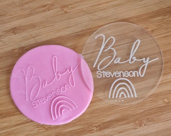 Baby Name Cookie Stamp | Personalised Fondant Debosser | Custom Name Baby Shower Cookie Debosser l Rainbow | Baby Cookie Stamp l Embosser