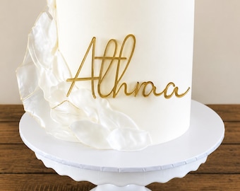 Adorno acrílico personalizado para tarta: Nombre personalizado, Primer cumpleaños, Boda, Cumpleaños, Adorno con fuente