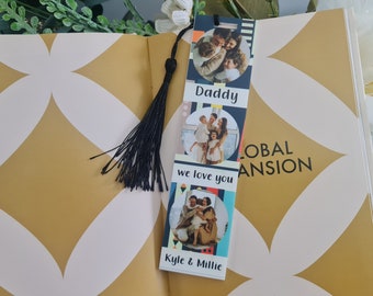 Marca de libro de fotos impresa / Regalo personalizado del día del padre / Regalo para él / Marcador acrílico fotográfico personalizado / Abuelo / Con borla