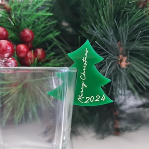 Christmas Tree Drink Tags Acrylic Stemless | Christmas Dinner Decor | Work Christmas Party | Cocktail Glass | Drink Accessories | Drink Tags