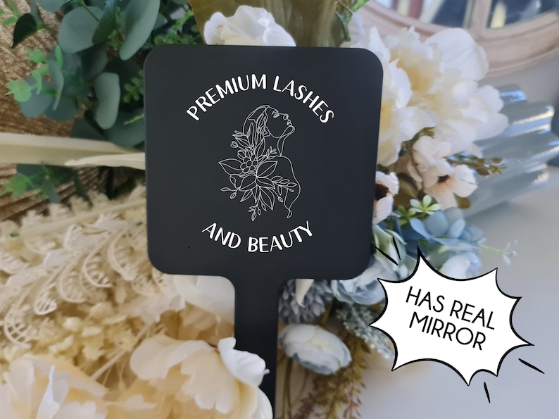 Business Logo Handheld Mirror | Real Mirror | Personalised Mirror | Business Décor | Beauty and Brows Mirror | Makeup Mirror | Uv Printed image 6