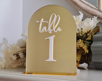Números de mesa Arch A5 / Números de mesa / Números de mesa de acrílico / Número de mesa para bodas / Doble capa / Centros de mesa Decoraciones de lujo /