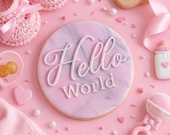 Hello World Cookie Stamp | Baby Fondant Debosser | Baby Shower Cookie Debosser | Baby Shower l Baby Stamp l Embosser l Fondant | Newborn