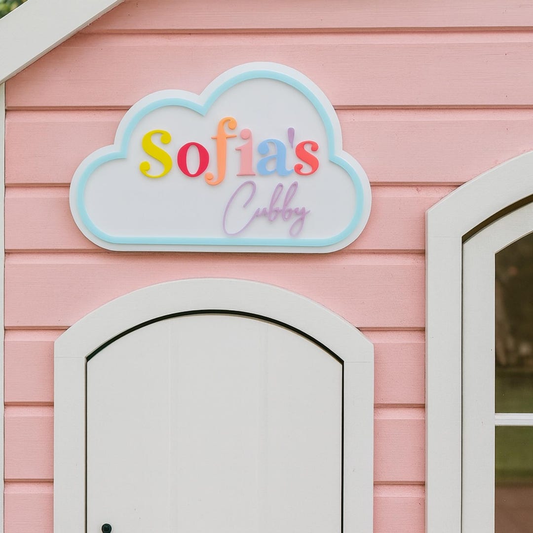 Personalised Cubby House Name Sign | Kids Acrylic Room Decor Plaque - Etsy