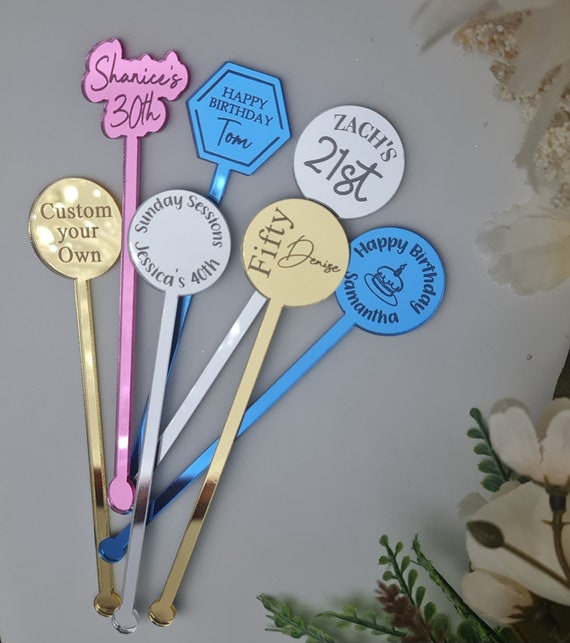 Personalised Acrylic Drink Stirrers Wedding Gifts Swizzle Sticks