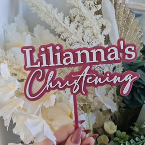 Personalised Double Layer Christening Cake Topper | Custom Name Cake Topper | Baptism Decoration | Baptism Topper | Religious Cake Topper