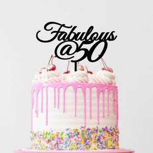 Fabulous @ 50 | Acrylic Cake topper | Changeable Age | Milestone Birthday | Glitter Cake topper | FREE Proof designs | Personalised
