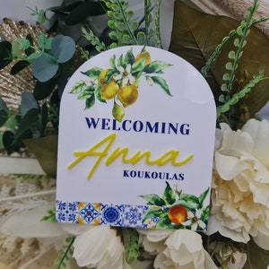 Bebé de bienvenida / hola mundo / Placa de anuncio de nacimiento / Sesión de fotos de recién nacidos / Anuncio de recién nacido / Placa de bebé / Temática de Amalfi