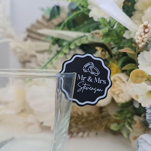 Drink Tags Acrylic Stemless | Mr & Mrs | Hens | Drink Accessories | Wedding Decor | Custom Wedding Glass Topper | Personalised Tags