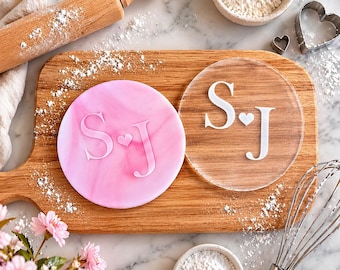 Iniciales Corazón / Grabador de fondant personalizado / Grabador de galletas para despedida de soltera / Sello de galleta personalizado / Baby Shower / Cumpleaños