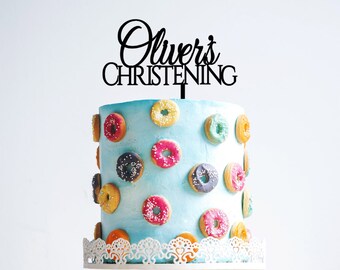 Personalised Acrylic Christening Cake Topper | Baptism, Confirmation
