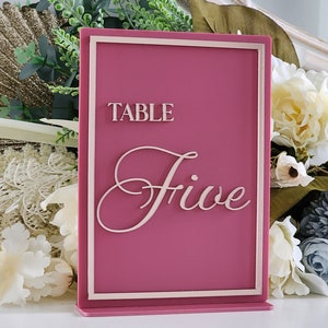 A5-tafelnummers | Tabelnummers | Acryl tafelnummers | Tafelnummer bruiloft | Dubbellaags | Tafeldecoraties Luxe decoraties |