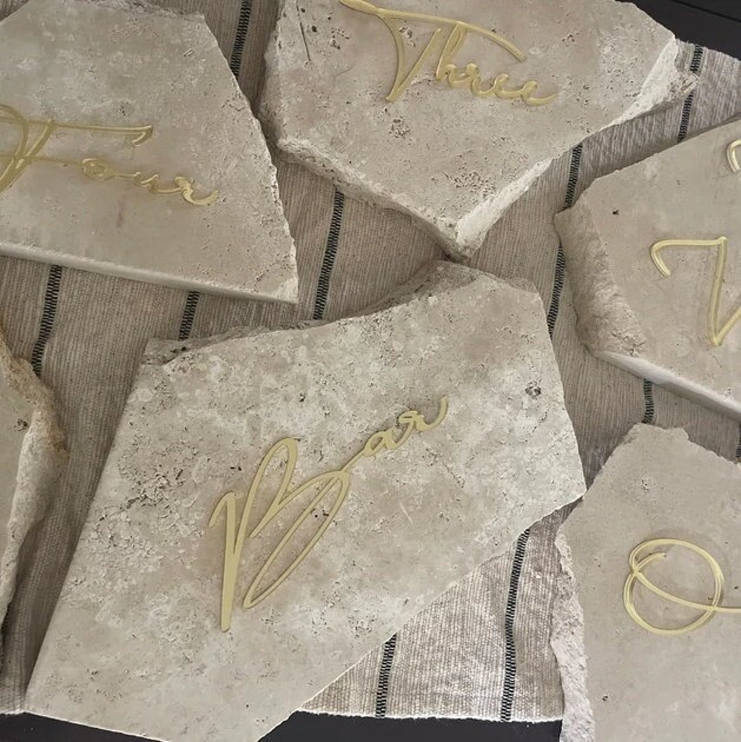 Travertine Stone Table Number Wording | Table Number Wording Only ...