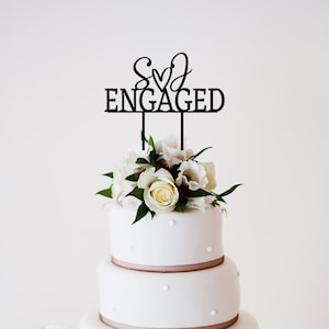 Custom Engaged Cake Toppers for Engagements | Modern Wedding Cake Topper | Anniversary Cake Topper | Initials Name | Personalized