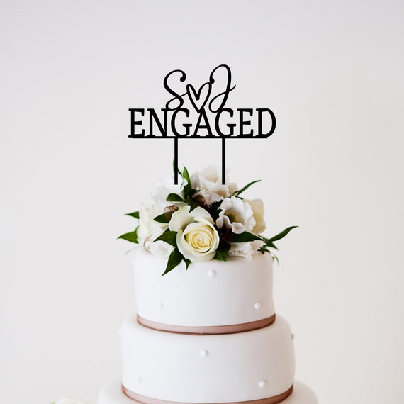 Custom Engaged Cake Toppers for Engagements Modern Wedding Etsy