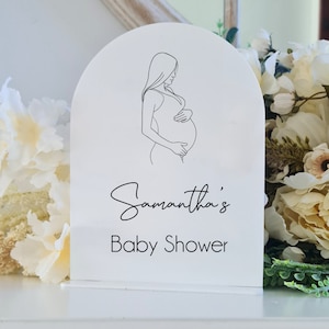 Acrylic Baby shower Welcome Sign with base | Woman outline | UV Printed |  baby shower Sign | Event Signage | baby shower sign