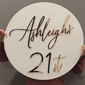 Double layer Round Acrylic Birthday Sign | 21st | Milestone Sign | Bedroom sign | Back drop Sign | Birthday sign | Wall sign | Business Logo