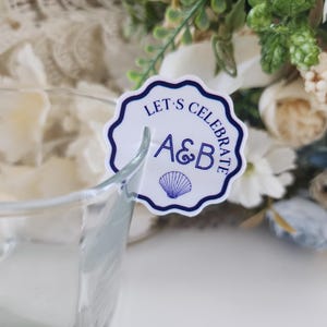 Etiquetas para bebidas de acrílico sin tallo / Temática de playa / Copas de cóctel / Accesorios para bebidas / Decoración de bodas / Etiquetas para bodas / Etiquetas personalizadas / Conchas