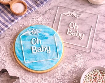 Custom "Oh Baby" Cookie Stamp | Acrylic Fondant Debosser for Baby Shower, Birthday