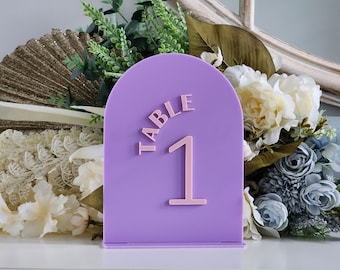 Números de mesa Arch A5 / Números de mesa / Números de mesa de acrílico / Número de mesa para bodas / Doble capa / Centros de mesa Decoraciones de lujo /