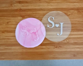 Initials Heart | Personalised fondant debosser | Bridal Shower Cookie Embosser | Personalised Cookie Stamp | Baby Shower |  Birthday
