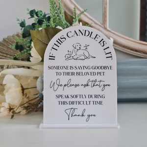 Cartello eutanasia veterinario / Cartello veterinario / Cartello candela accesa / Cartello condoglianze personalizzato per animali domestici / Memoriale per animali domestici / Perdita di un cane / Perdita di un gatto