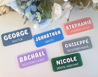 Personalised Acrylic Professional  Name Badge: Magnetic Custom Tag, Nurse Badges