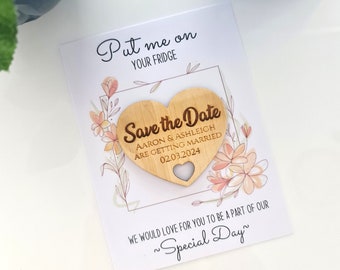 Personalised Heart Save the Date Magnet | Bamboo Wedding Announcement