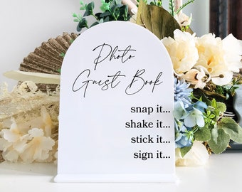 Acryl-Gästebuch-Schild | Gästebuch Zeichen | Personalisiertes Foto-Gästebuch | Verlobungszeichen | Polaroid | Hochzeit Zeichen | gut wünscht Beschriftung