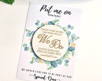 Personalised Bamboo Save the Date Magnet | Wedding Invitation