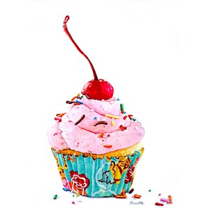 Yummy Cupcake Oryginalna akwarela autorstwa Pierrette Komarek