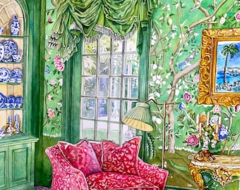 PRINT on Paper or Canvas ~ Cozy Elegance ~ Original Watercolor by Pierrette Komarek