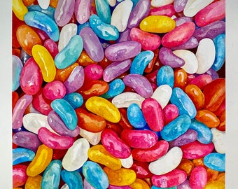 Jelly Beans Original Aquarellmalerei von Pierrette Komarek