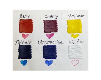Watercolor Dot Cards, Watercolor Samples,  Paint Sample Dot Cards, Mixing Six Set