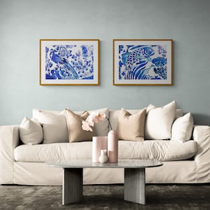 Blue and White Chinoiserie Art Print Set, Chinoiserie Art, Chinoiserie Wall Art, Wall Art Prints, Blue and White Art, Grandmillennial Decor