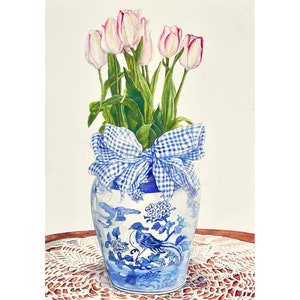Rot gespitzte Tulpen Original Aquarell von Pierrette Komarek