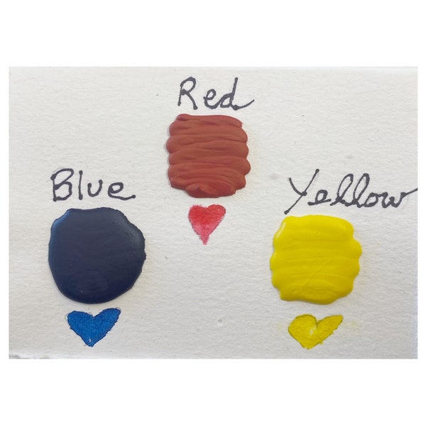 Watercolor Samples, Dots & Samples, 3 Primary Colors, Watercolor Dot Cards. Paint Sample Dot Cards, Mixing Trio Set