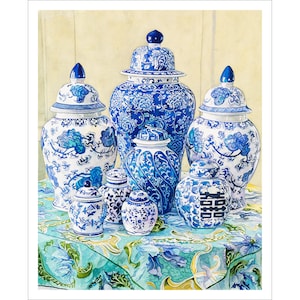 PRINT on Paper or Canvas, "Chinoiserie Ginger Jar Collection"
