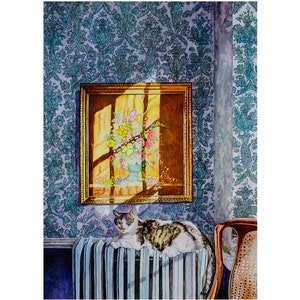 Original Watercolor Painting: &quot;Finn the Cat&quot; by Pierrette Komarek