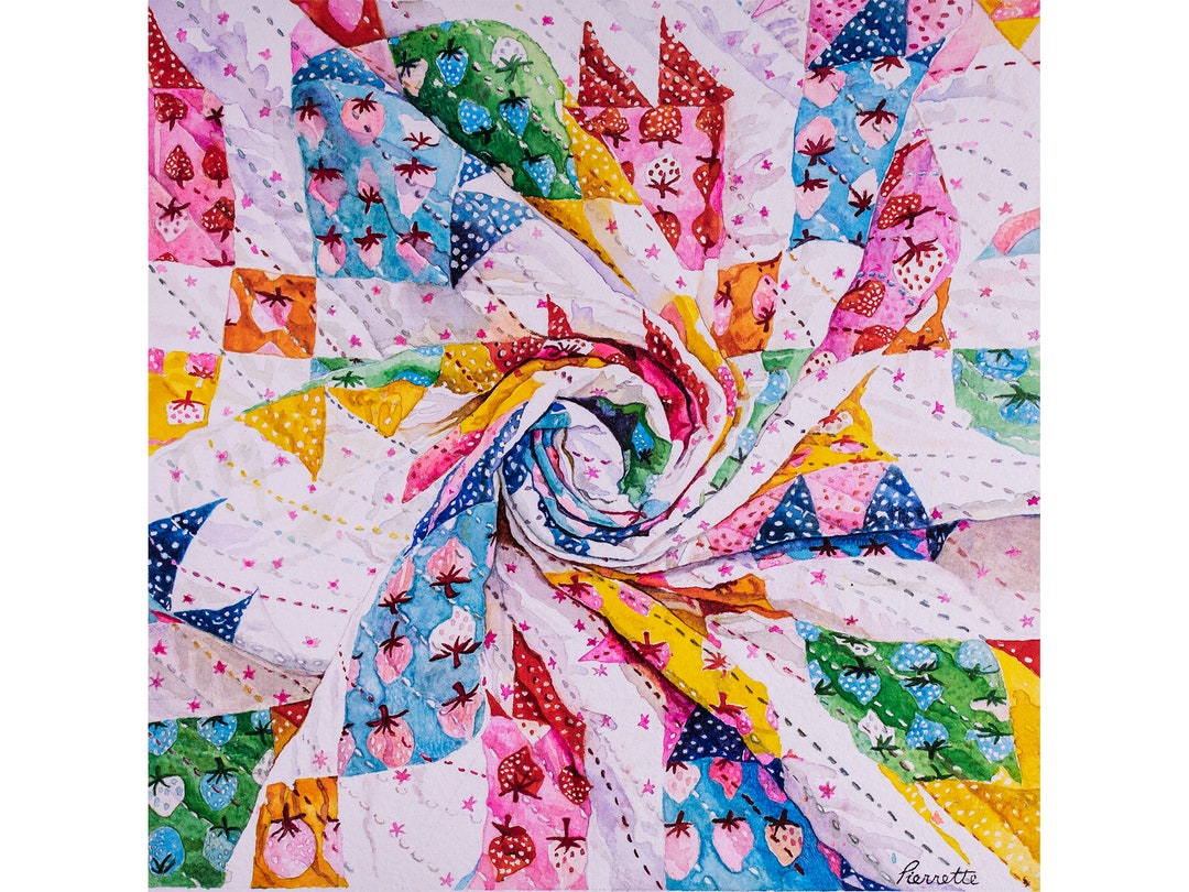 Quilt Art Quilt Painting Quilt Swirl Painting Watercolor Etsy