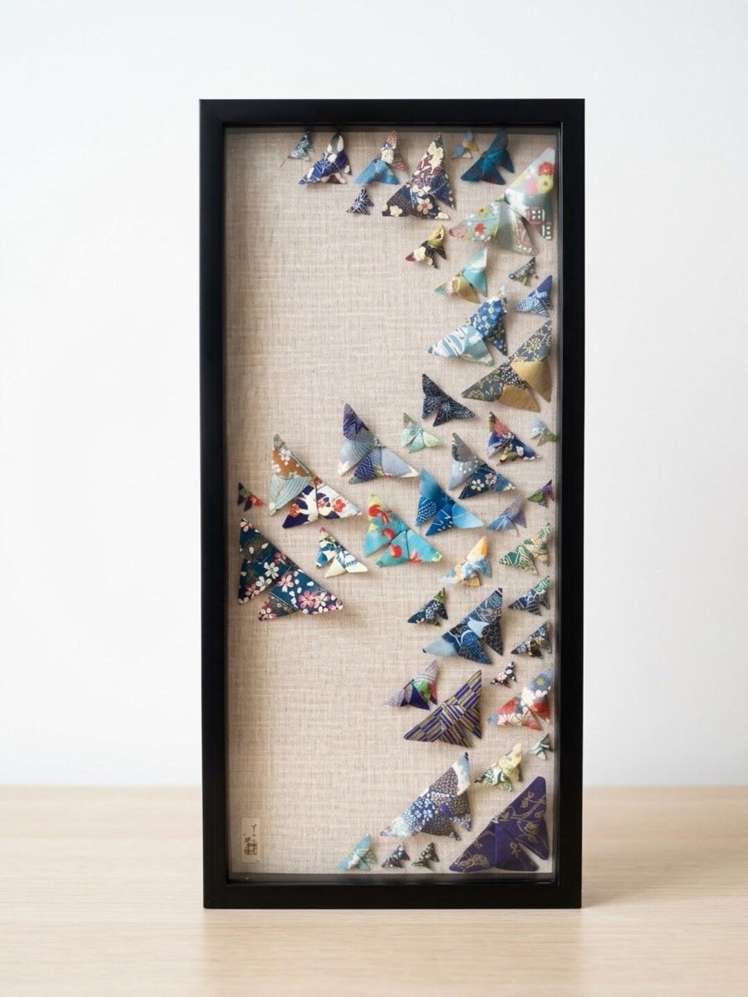 Shell Origami Box Handmade Blue Butterfly Shadow Box Art, Japanese Yuzen Chiyogami, 3D ...