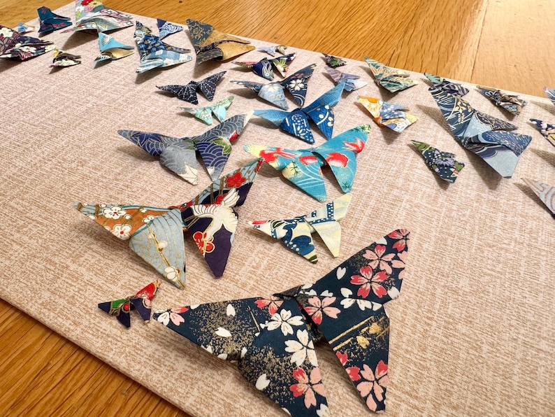 Shell Origami Box Handmade Blue Butterfly Shadow Box Art, Japanese Yuzen Chiyogami, 3D ...