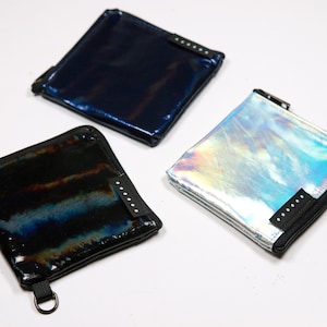 Holographic Metallic Half Zip Wallet, Zip Wallet, Card Wallet, Slim Wallet, Card Case, Card Holder, Minimal Wallet, Small Wallet, Coin Purse